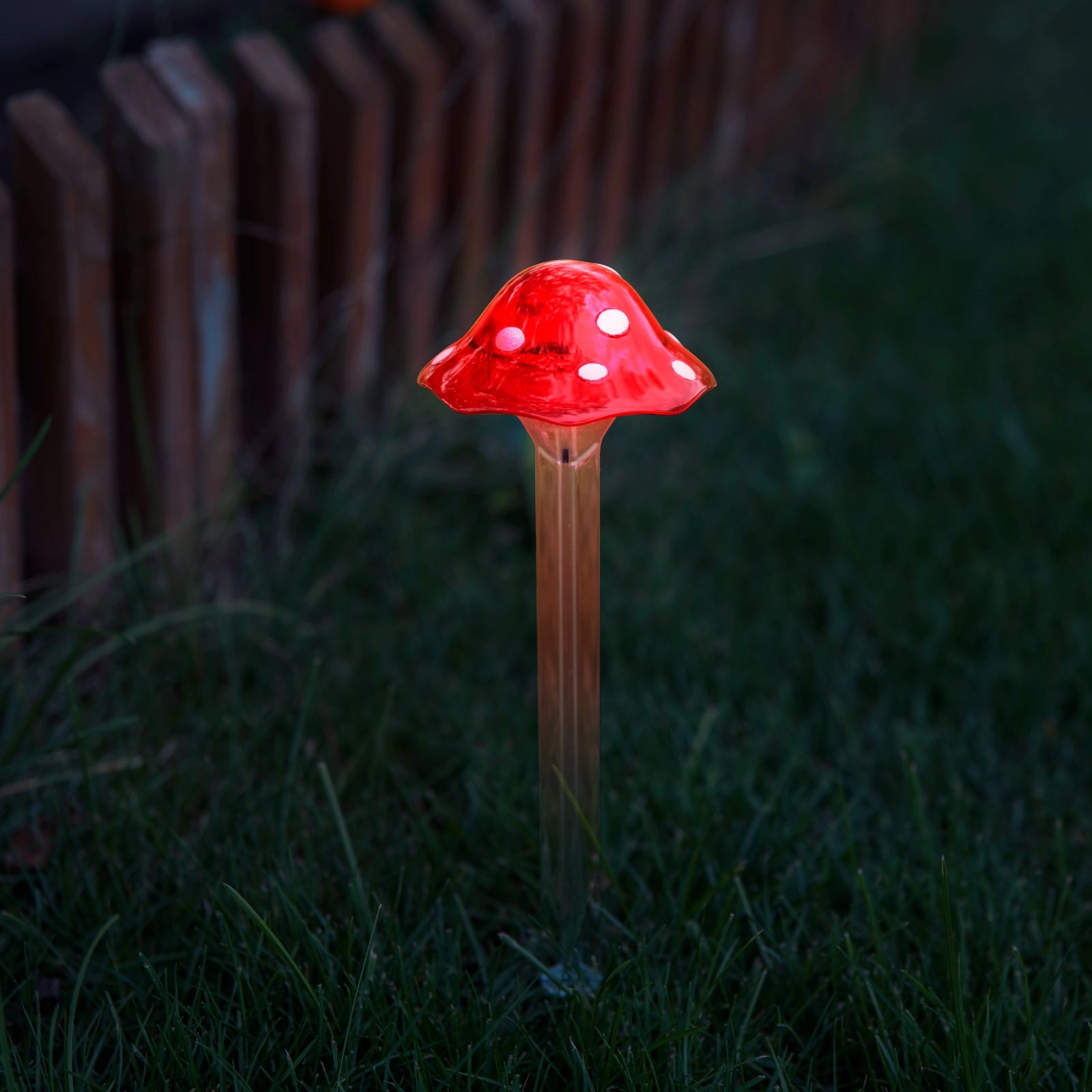 Zapichovací solární hřib s LED osvětlením 33,5 cm