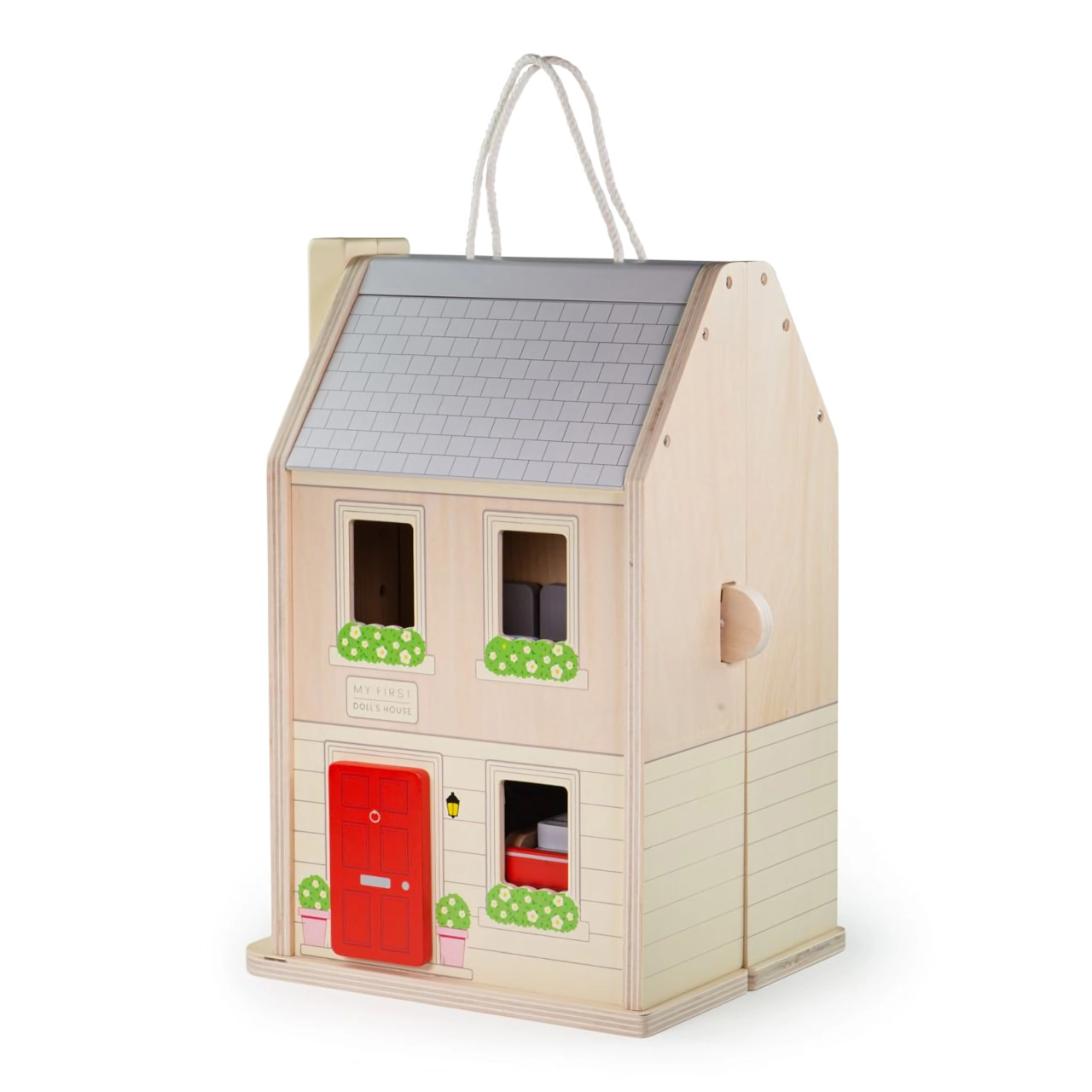 Rozkládací dřevěný domeček s příslušenstvím BIGJIGS TOYS