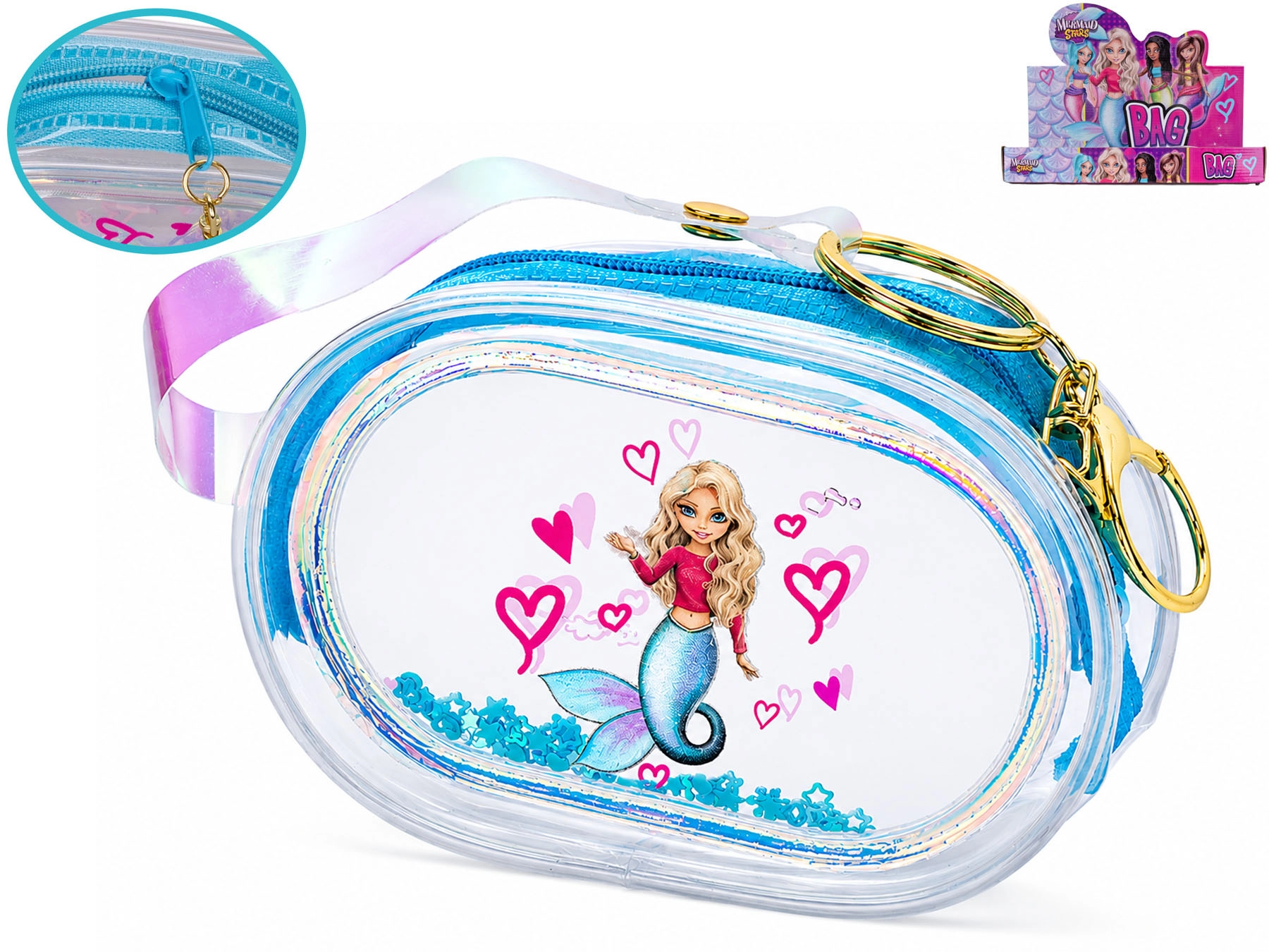 Holografická dětská peněženka Mermaid Stars 8,5 cm