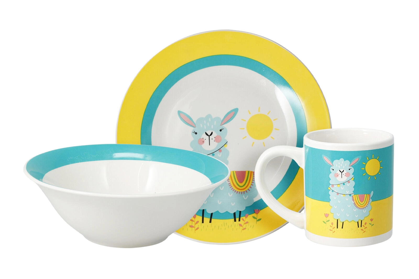 Dětská porcelánová jídelní sada 3 díly – lama nebo jednorožec