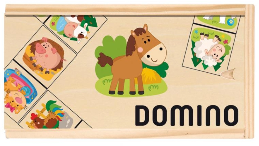 Levně Dětské dřevěné domino s domácími zvířaty