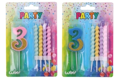 Levně Party svíčka číslo 3 s extra svíčkami