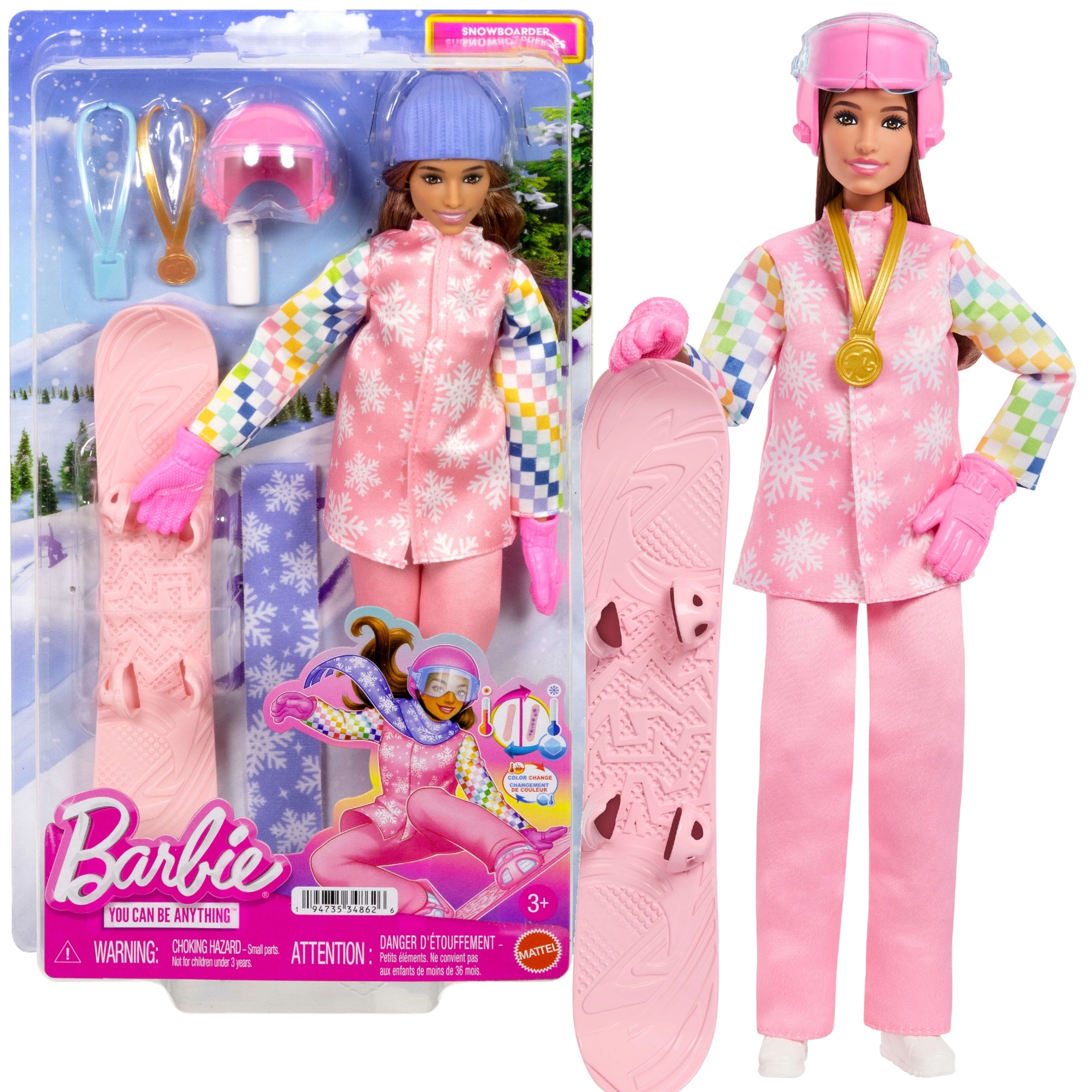 Barbie kariéra – snowboardistka s doplňky