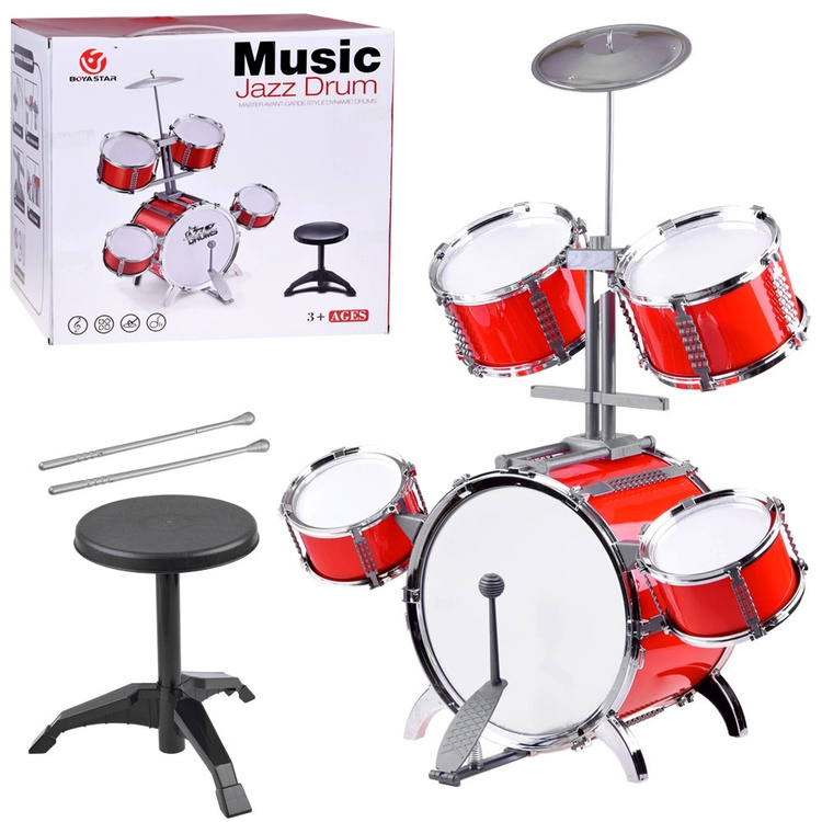 Velká dětská bicí souprava 5 bubnů s činelem a pedálem