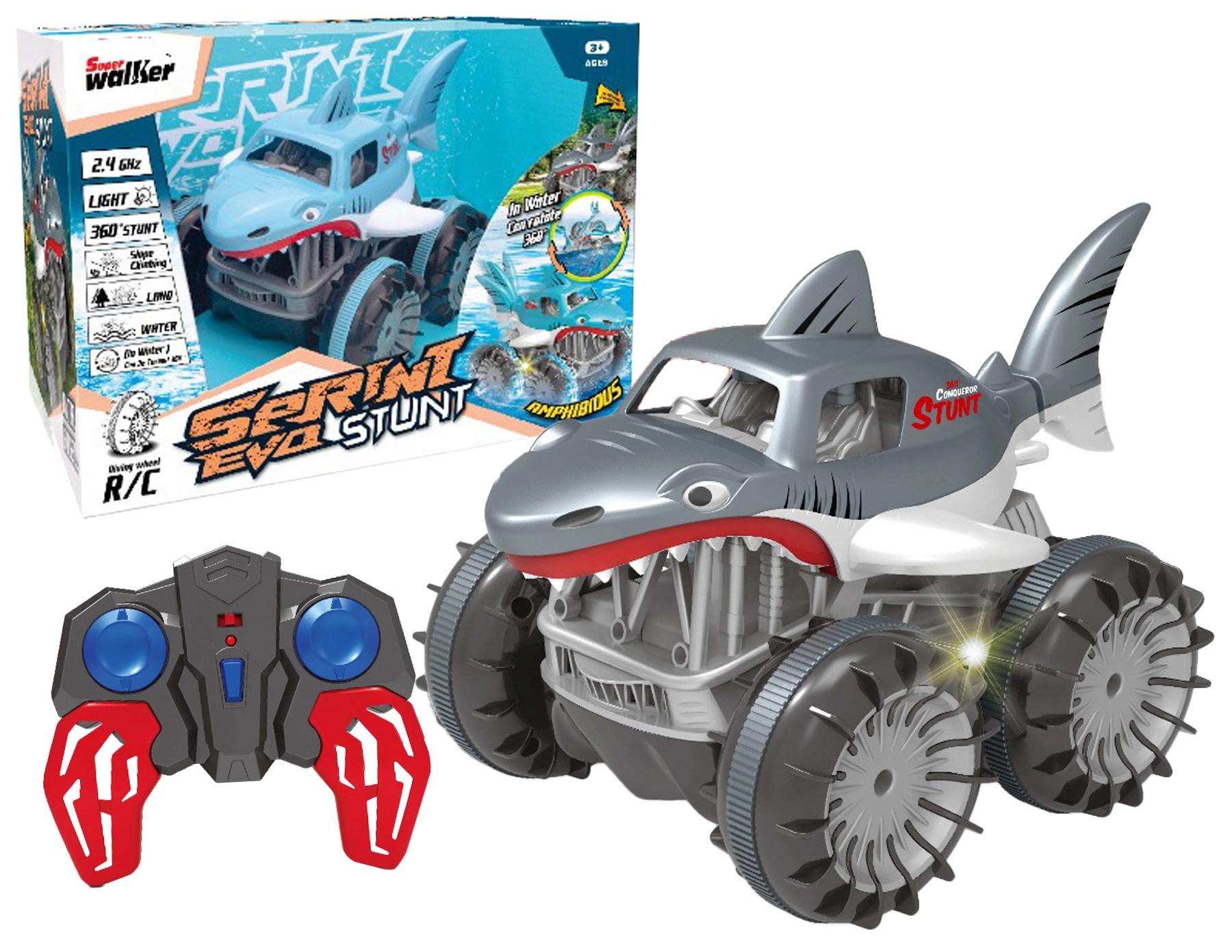 Levně R/C obojživelné kaskadérské auto Žralok 4WD 2,4 GHz