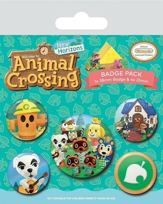 Levně Sada odznaků Animal Crossing – 5 kusů