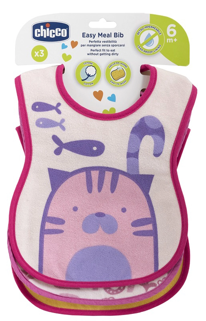 Chicco Easy Meal Bib 6m+ bryndák Pink 2 ks