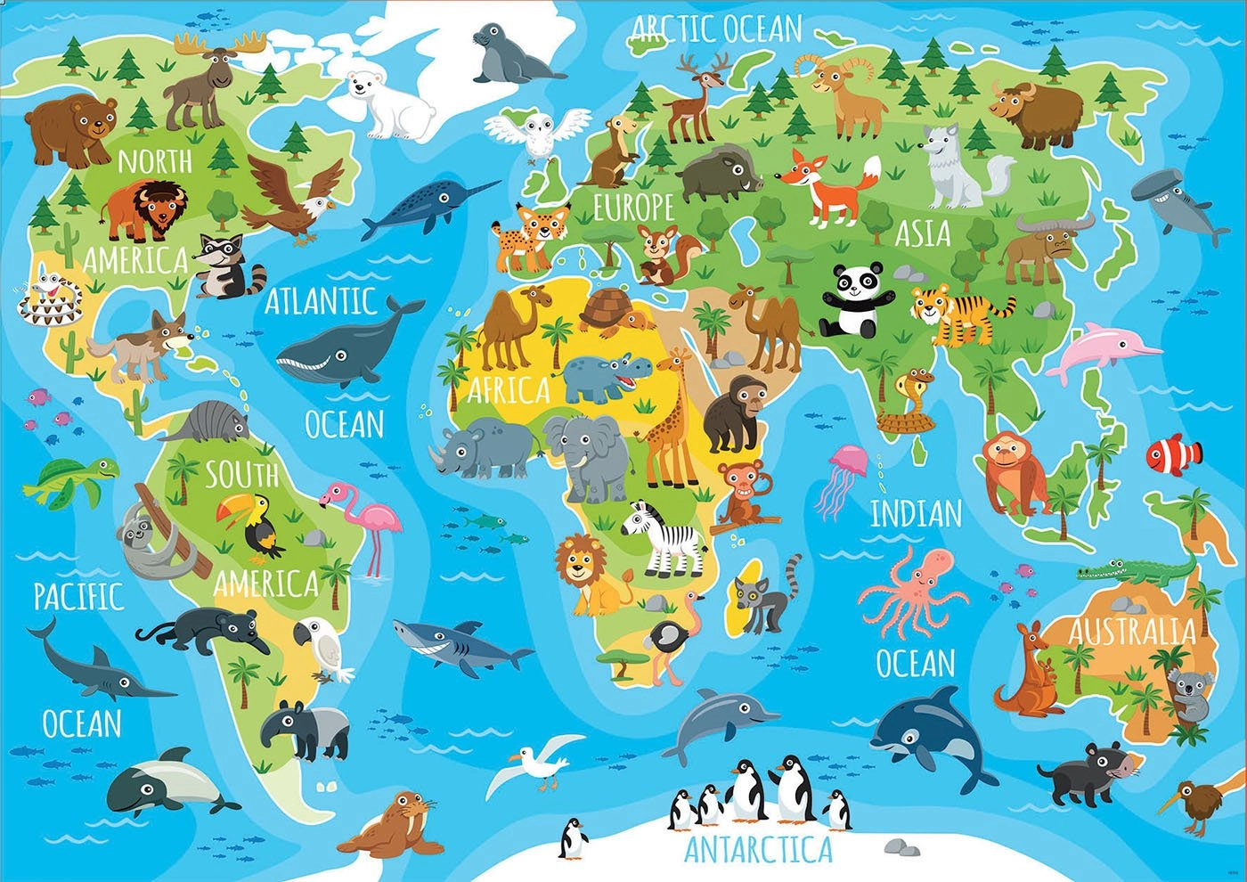 Levně Educa puzzle mapa se zvířaty světa 150 dílků