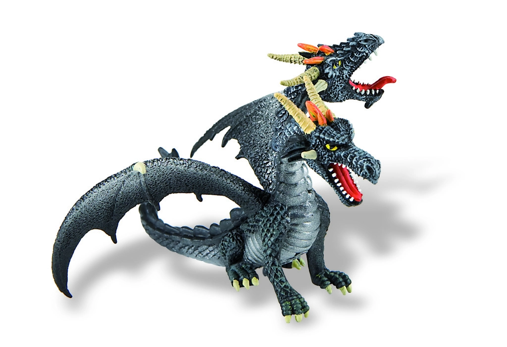 Bullyland 75597 - Drak dvouhlavý šedý