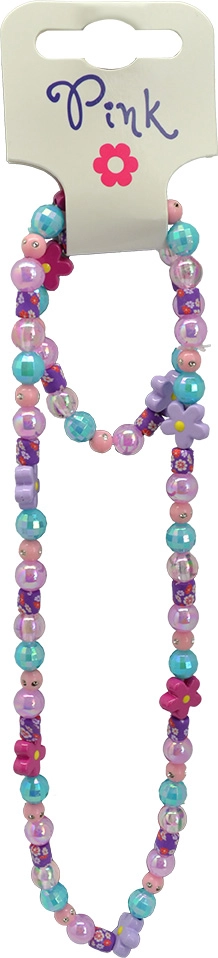 Růžová sada šperků Kytičky