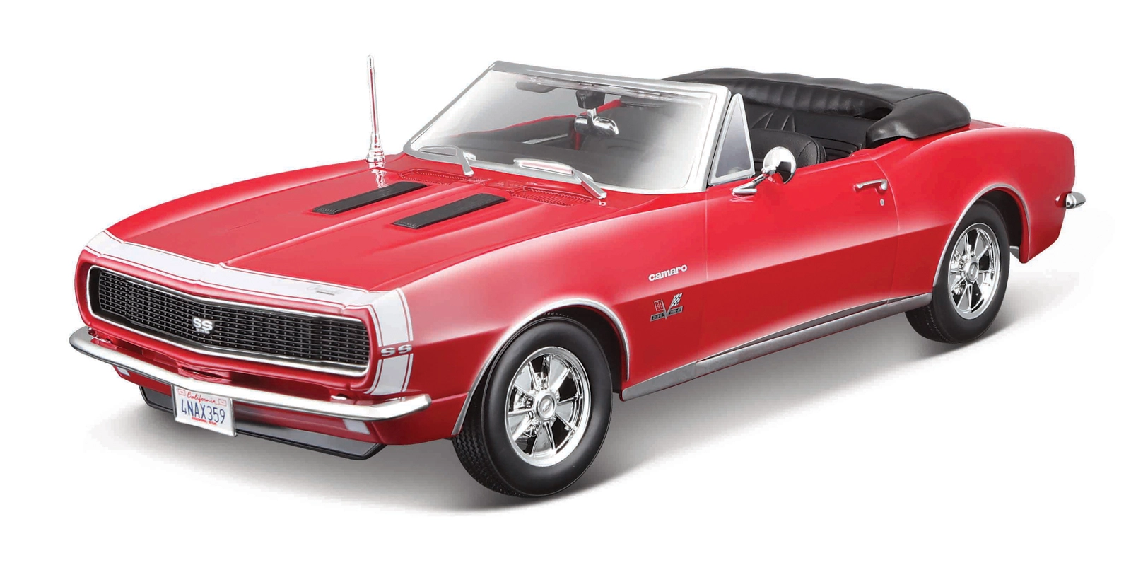 Levně Maisto Chevrolet Camaro SS 396 Convertible 1967 červená 1:18