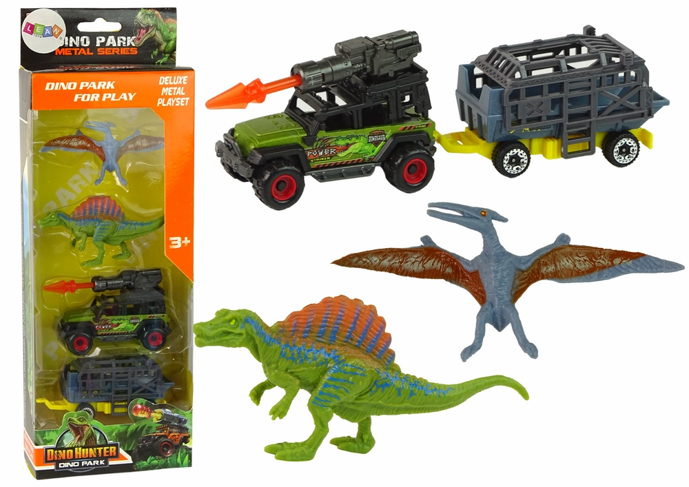 Lean Toys Dinosauři Set Auto S Raketovým Přívěsem