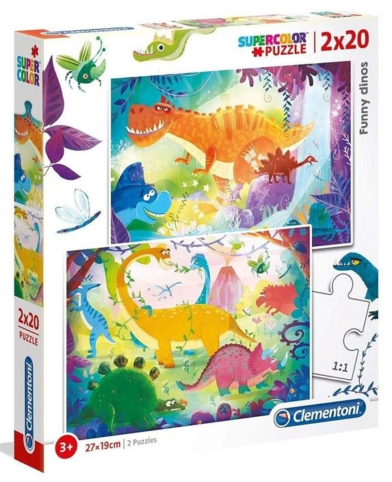 CLEMENTONI Puzzle Legrační dinosauři 2x20 dílků