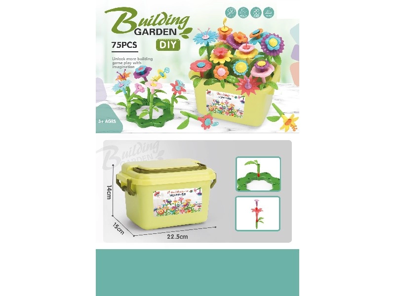 Stavebnice květiny DIY, 73 dílků v boxu