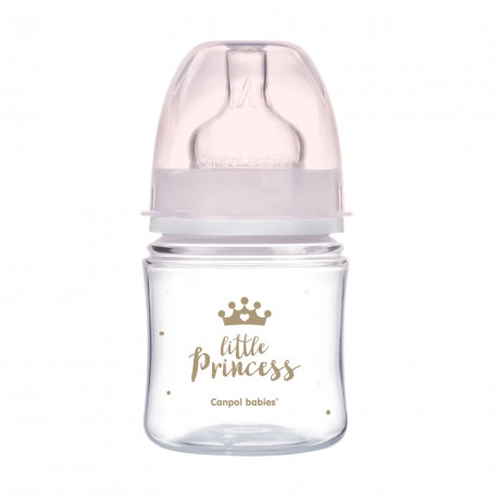 Canpol babies Lahev se širokým hrdlem ROYAL BABY 120ml růžová