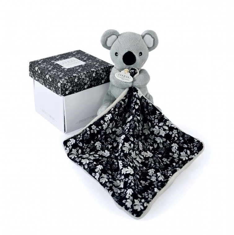 Levně Doudou et Compagnie plyšová koala na maznanie Boh'aime sivá so vzorom 12 cm v darčekovom balení DC4015