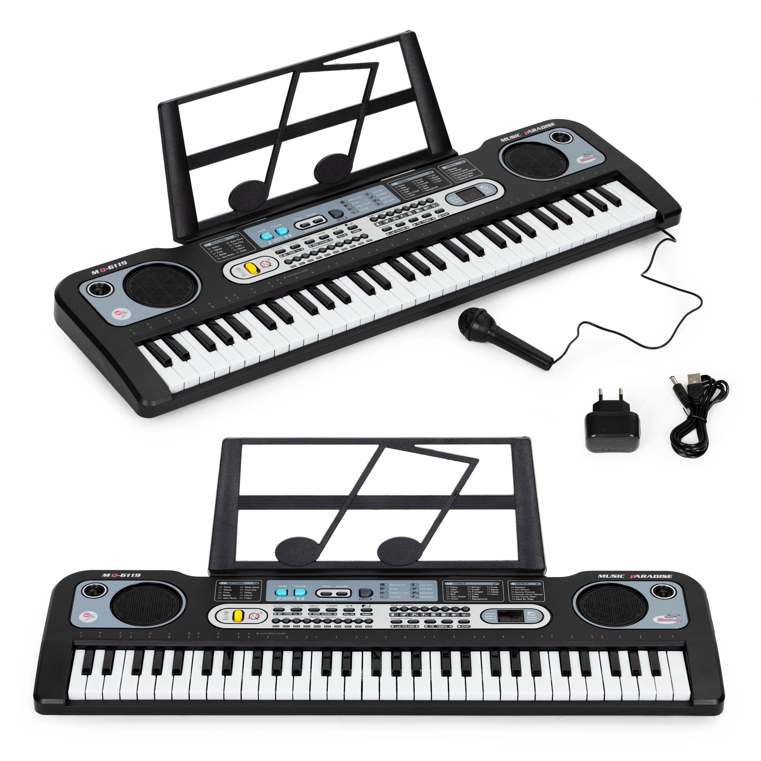 MULTISTORE Velký klavír s mikrofonem pro děti + napájecí zdroj