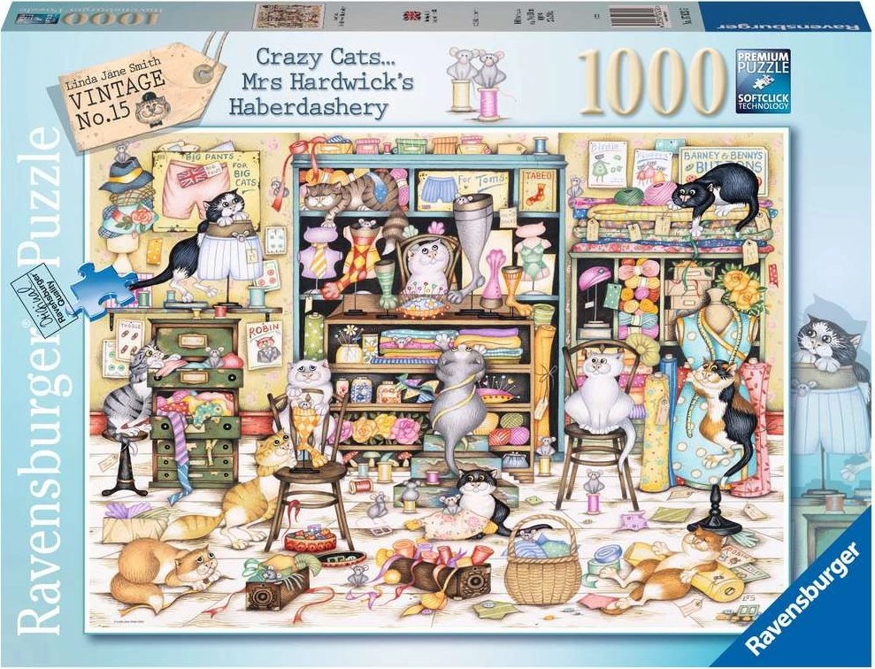 RAVENSBURGER Crazy Cats Hrátky rozdováděných koček v galanterii 1000 dílků