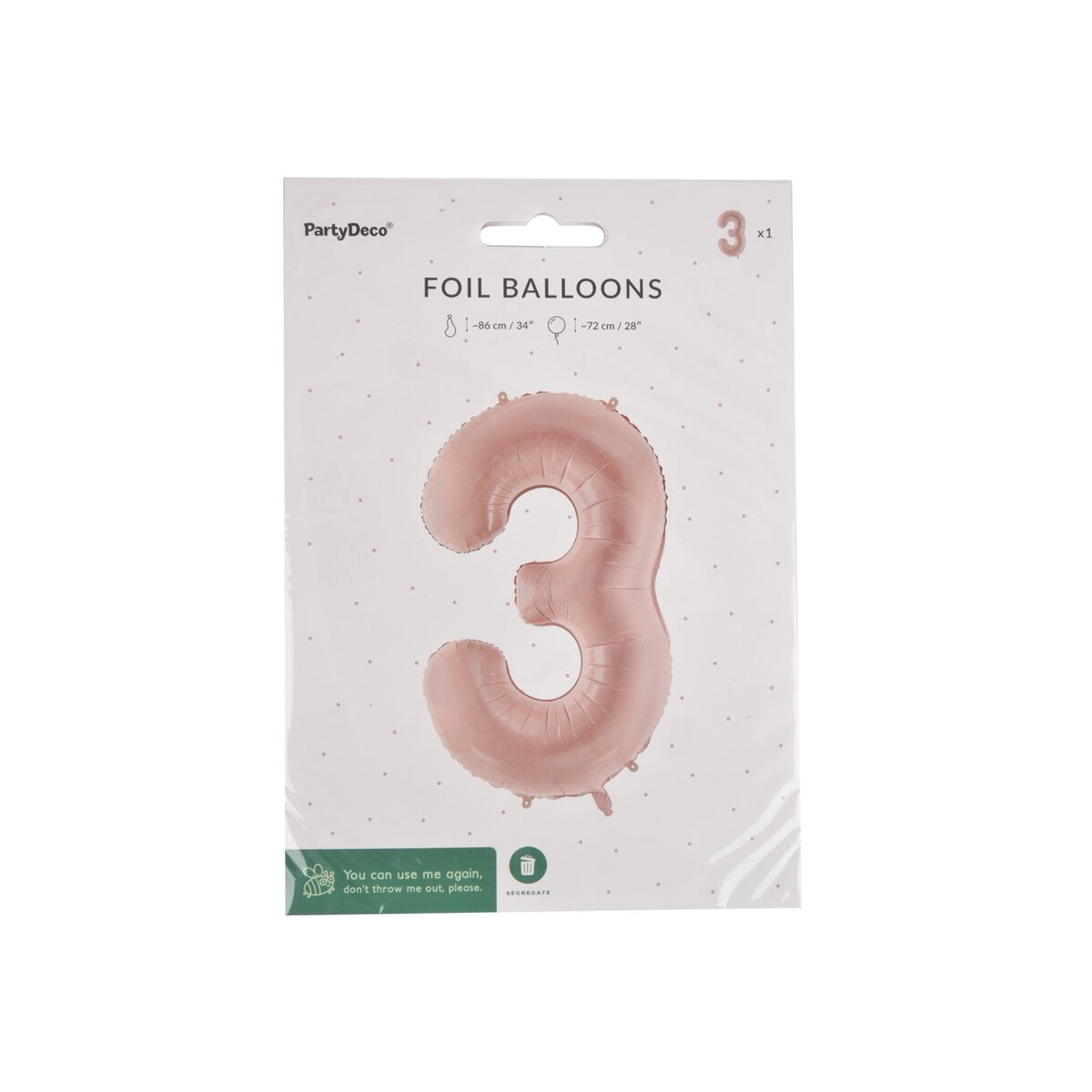 Fóliový balónek číslo 3 béžový 72 cm
