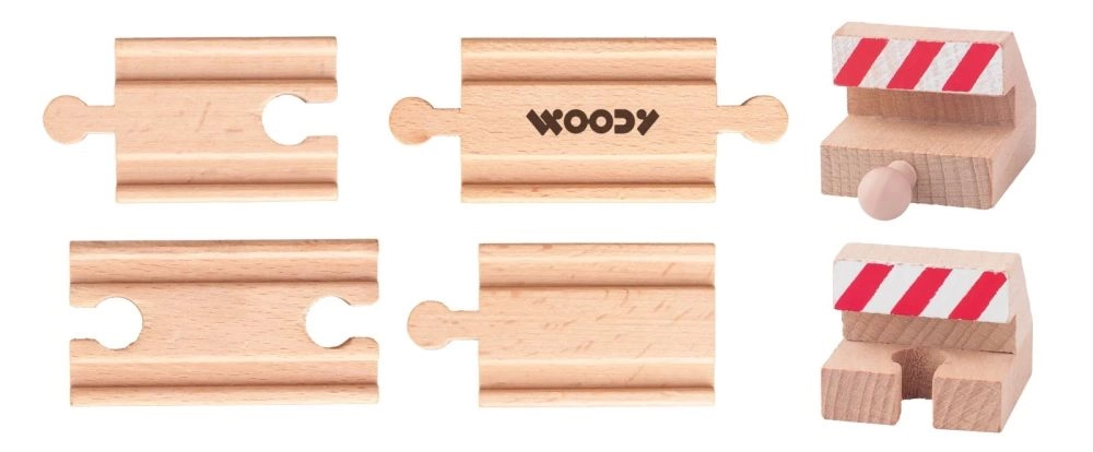 Vláčkodráha koleje - Propojovací + zarážky, 6ks (Woody)