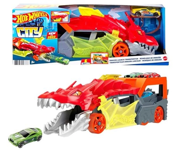 Hot Wheels City přepravník s dračí vystřelovačkou