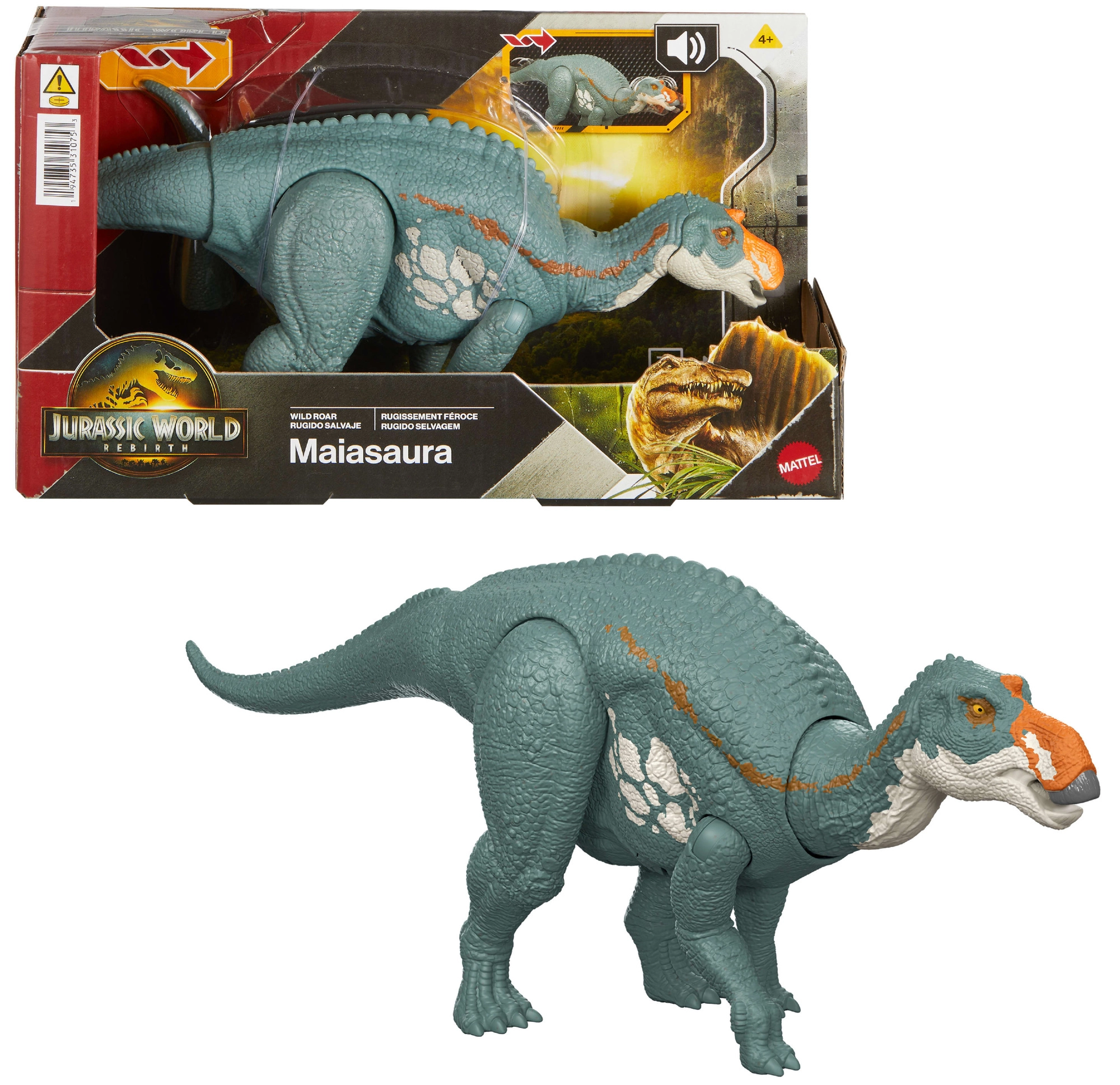 Figurka dinosaura Maiasaura JURASSIC WORLD Rebirth Wild Roar se zvukem 31,5 cm