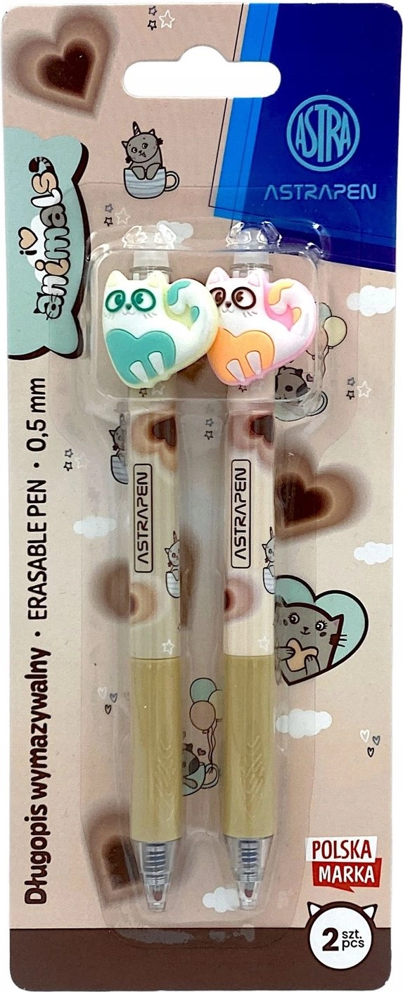 Astra gumovací pera Kočička, sada 2 ks