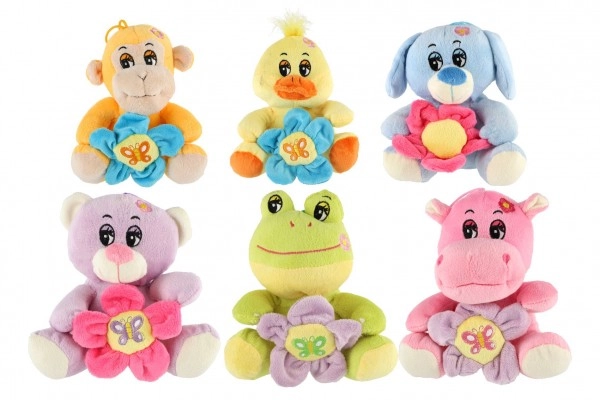 Plyšové zvířátko s kytičkou 18 cm