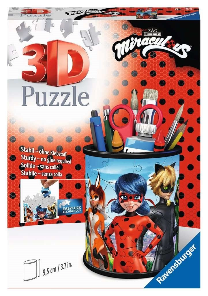 RAVENSBURGER 3D puzzle stojan: Kouzelná Beruška a Černý Kocour 57 dílků