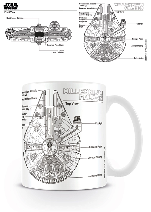 Levně Keramický hrnek Star Wars/Hvězdné války: Millennium Falcon bílý 315 ml