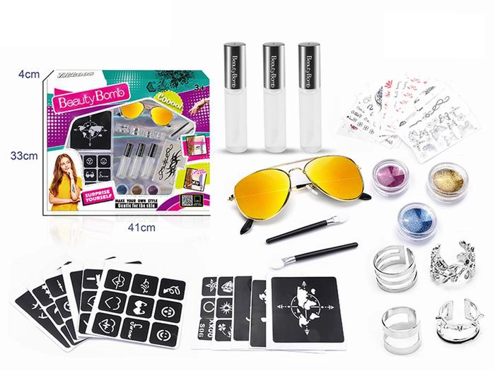 Sada na dočasné tetování s brýlemi BEAUTY BOMB