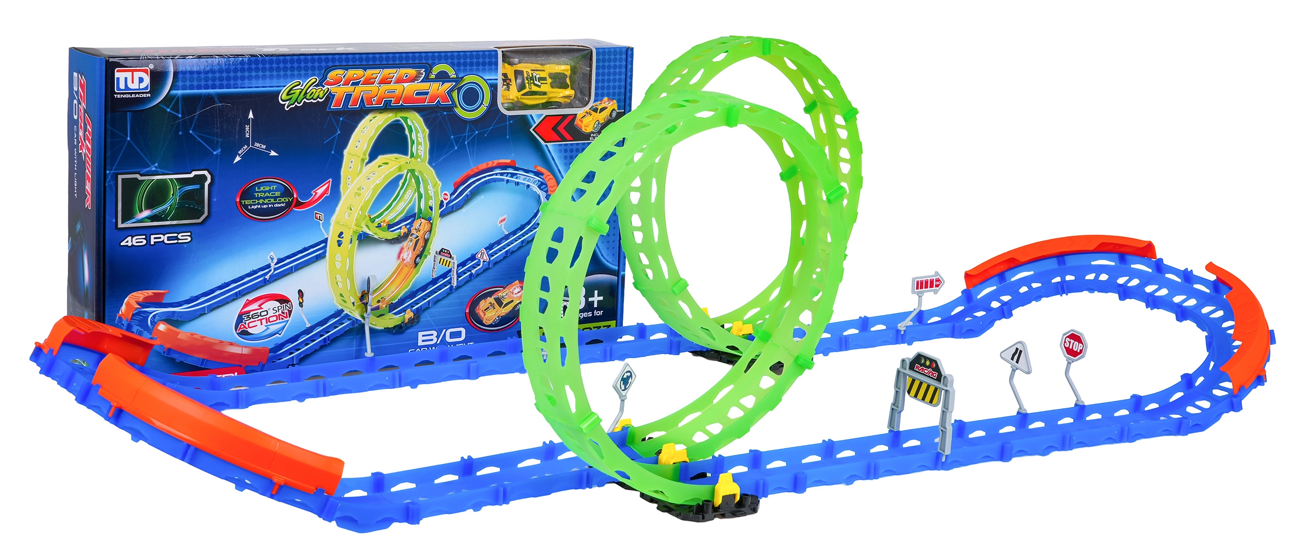 Svítící závodní dráha do tmy 46 dílů