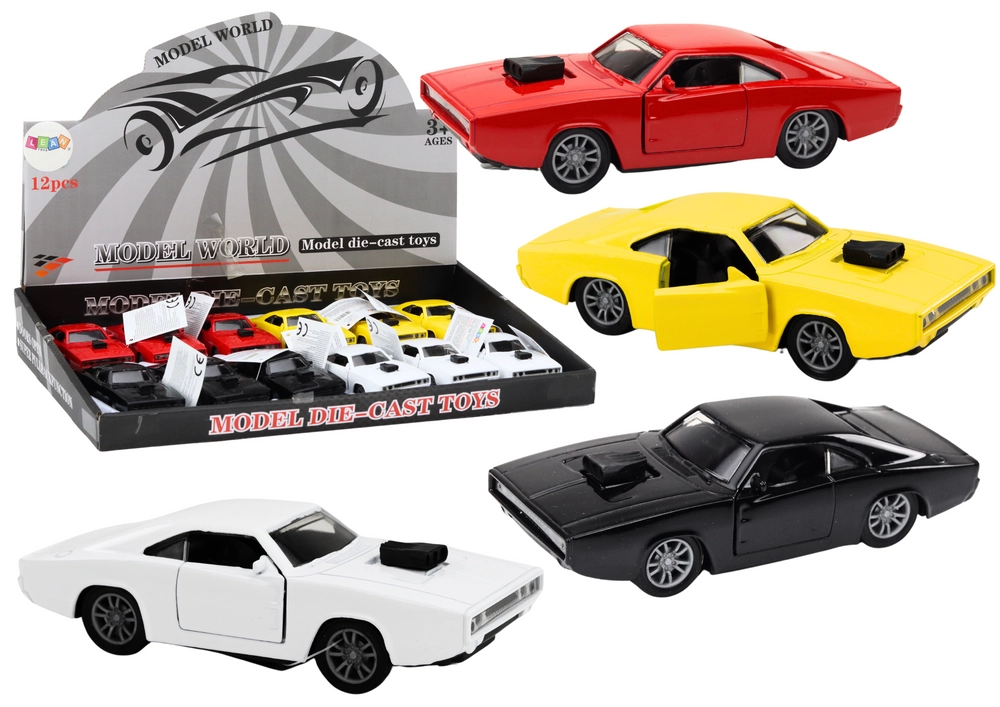 Kovové autíčko 1:32 se světly a zvuky, pohon na setrvačník – bílé, červené, černé nebo žluté