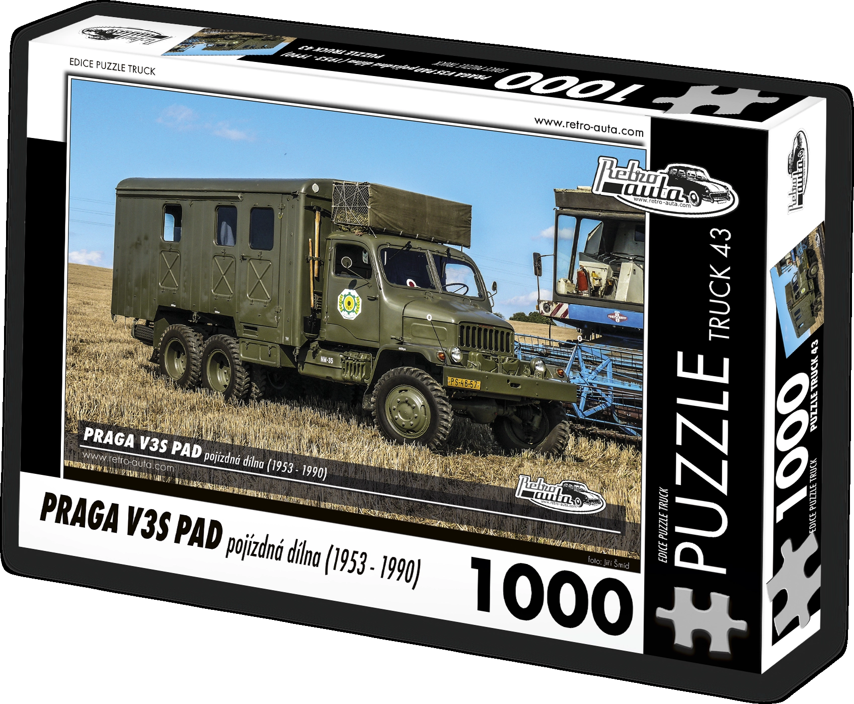 Puzzle Retro Auta - Praga V3S PAD pojízdná dílna (1953 - 1990) 1000 dílků
