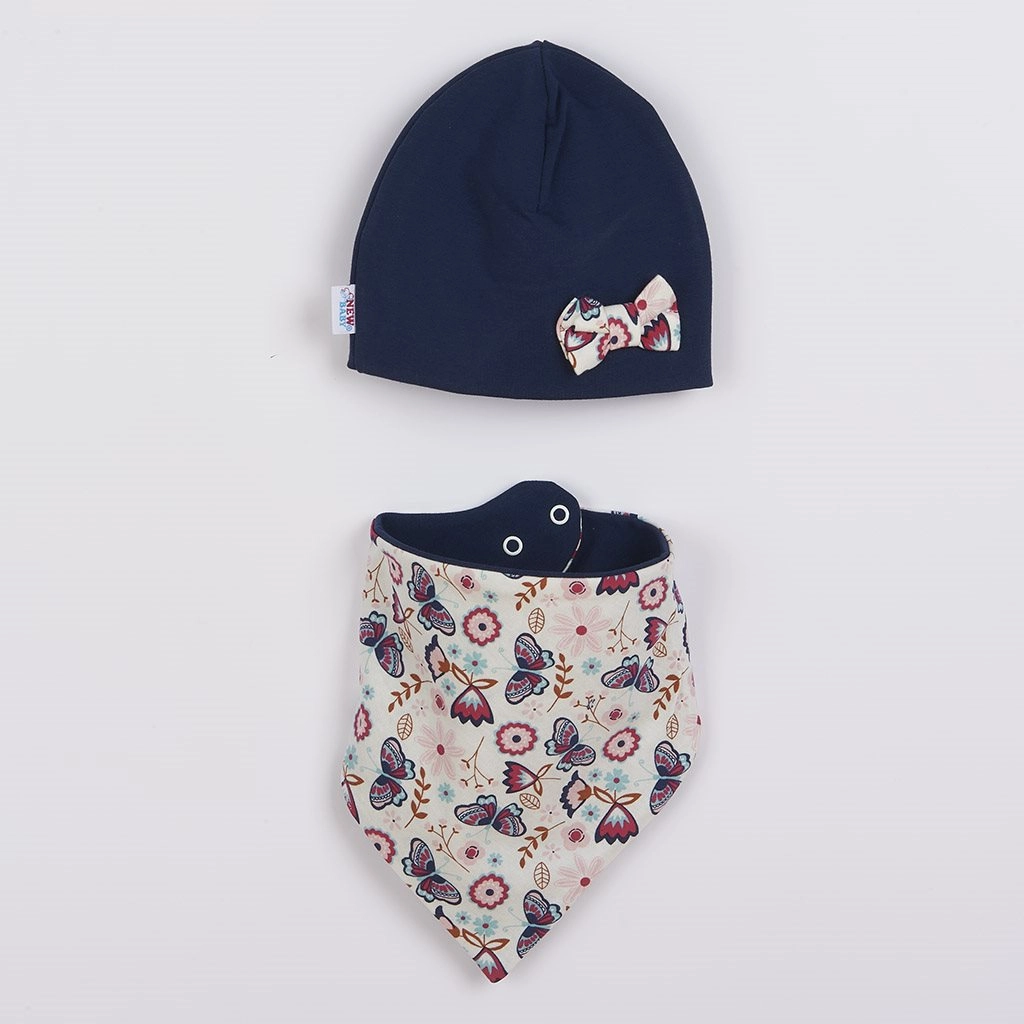 Kojenecká čepička a šátek na krk NEW BABY Missy modrá