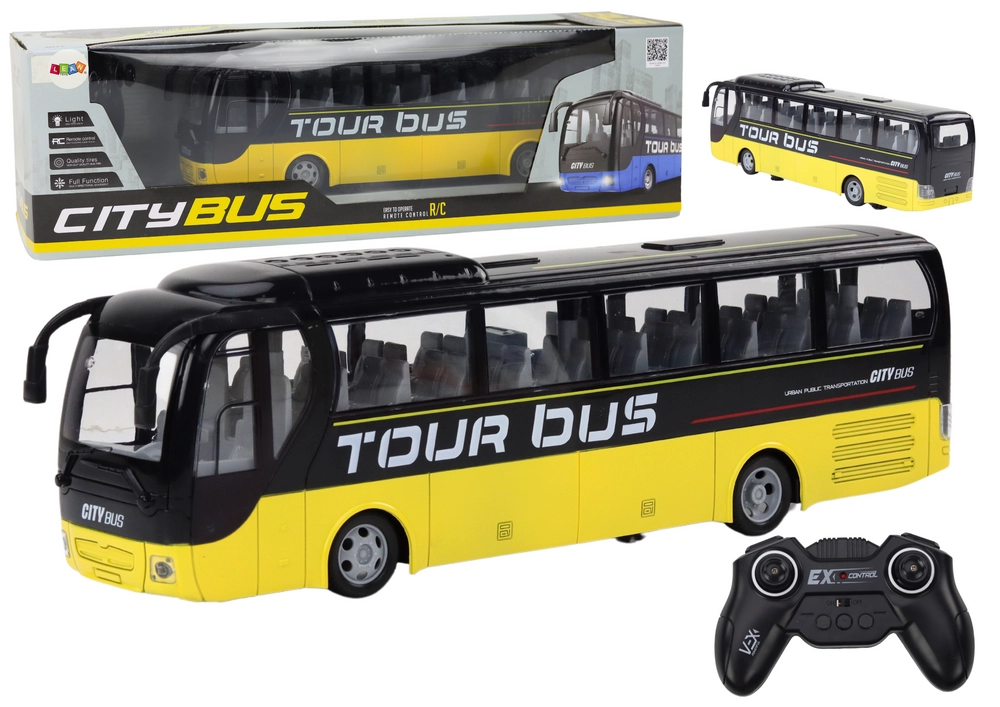Dálkově ovládaný turistický autobus RC se světelnými efekty – žlutý