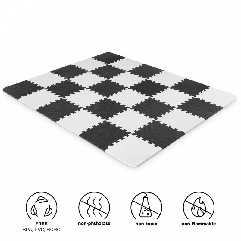 Levně Kinderkraft Podložka pěnové puzzle Luno Black 30 ks 150x180 cm