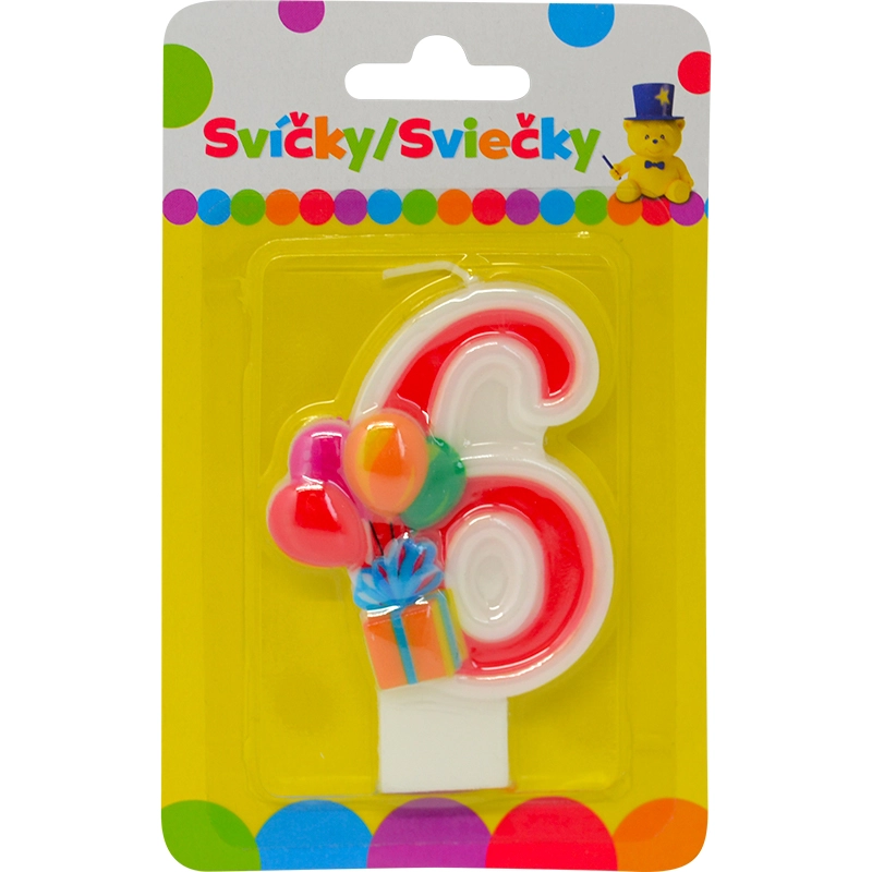 Narozeninová svíčka s balónky – číslo 6