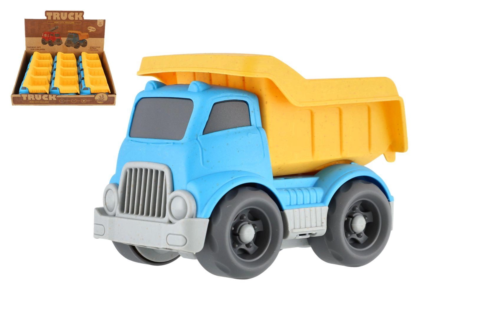 Stavební sklápěcí auto mini 10 cm na volný chod (12 ks v boxu)