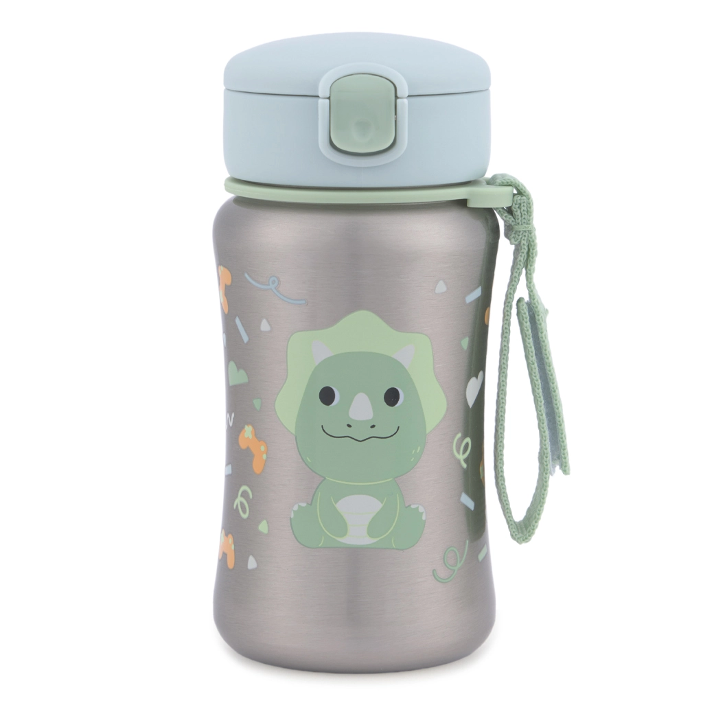 Skip Hop nerezová láhev s brčkem na vodu besties squad dino 350 ml