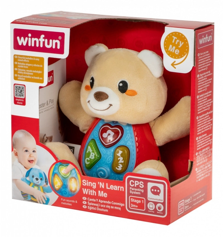 PLYŠ Baby medvídek usínáček 18cm na baterie Světlo Zvuk pro miminko