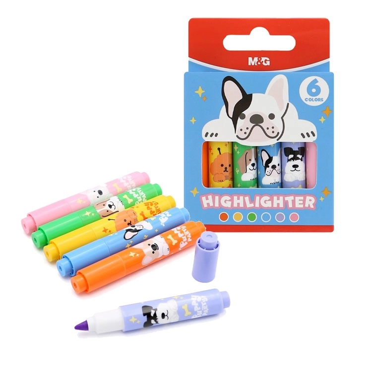 Zvýrazňovače Mini Puppy Party, sada 6 ks