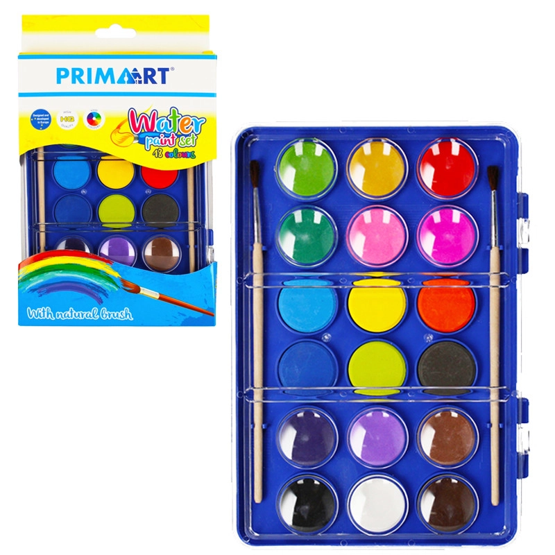 vodové barvy se štětci v sadě