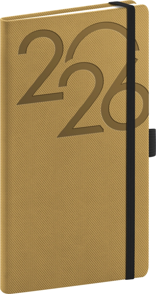 NOTIQUE Kapesní diář Ajax 2026, zlatý, 9 x 15,5 cm Presco Group
