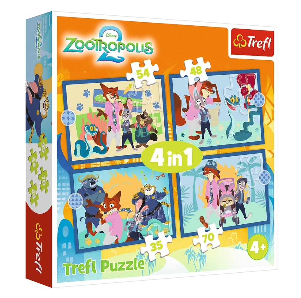 Puzzle 4 v 1 Zootropolis plný dobrodružství DISNEY Zootropolis 2