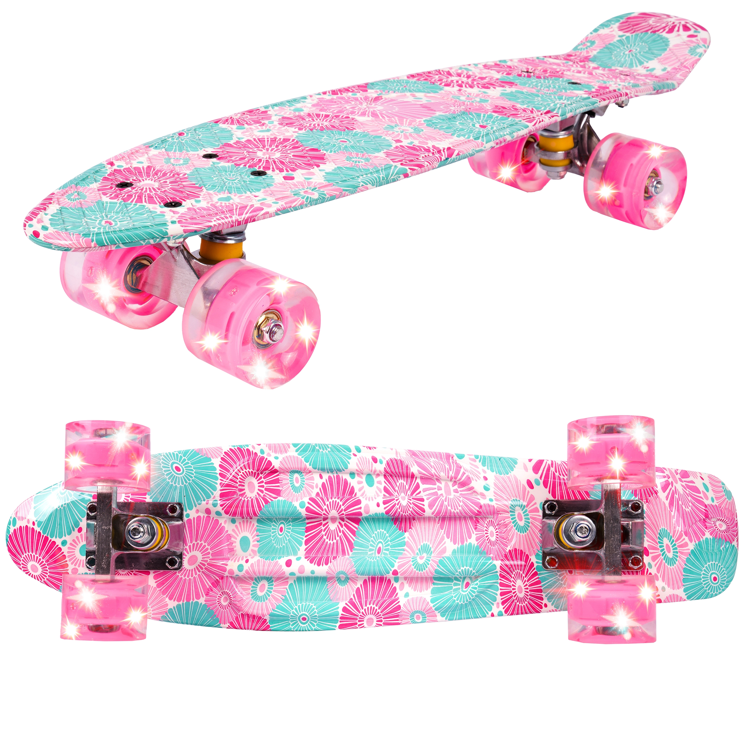 Pennyboard s LED kolečky Flowers