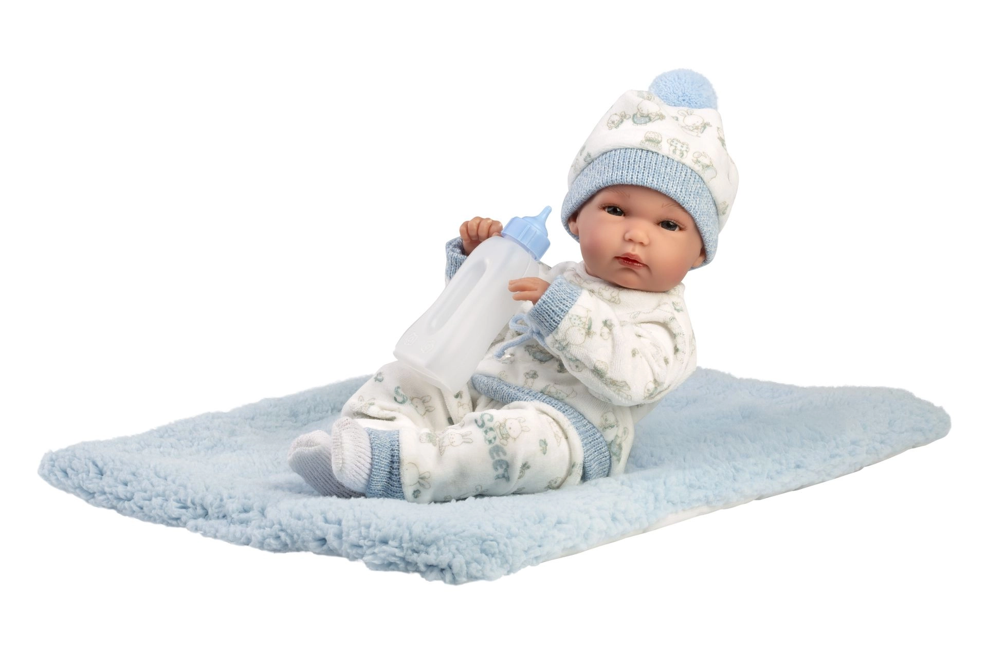 Llorens New Born chlapeček – realistická panenka miminko do vody 35 cm