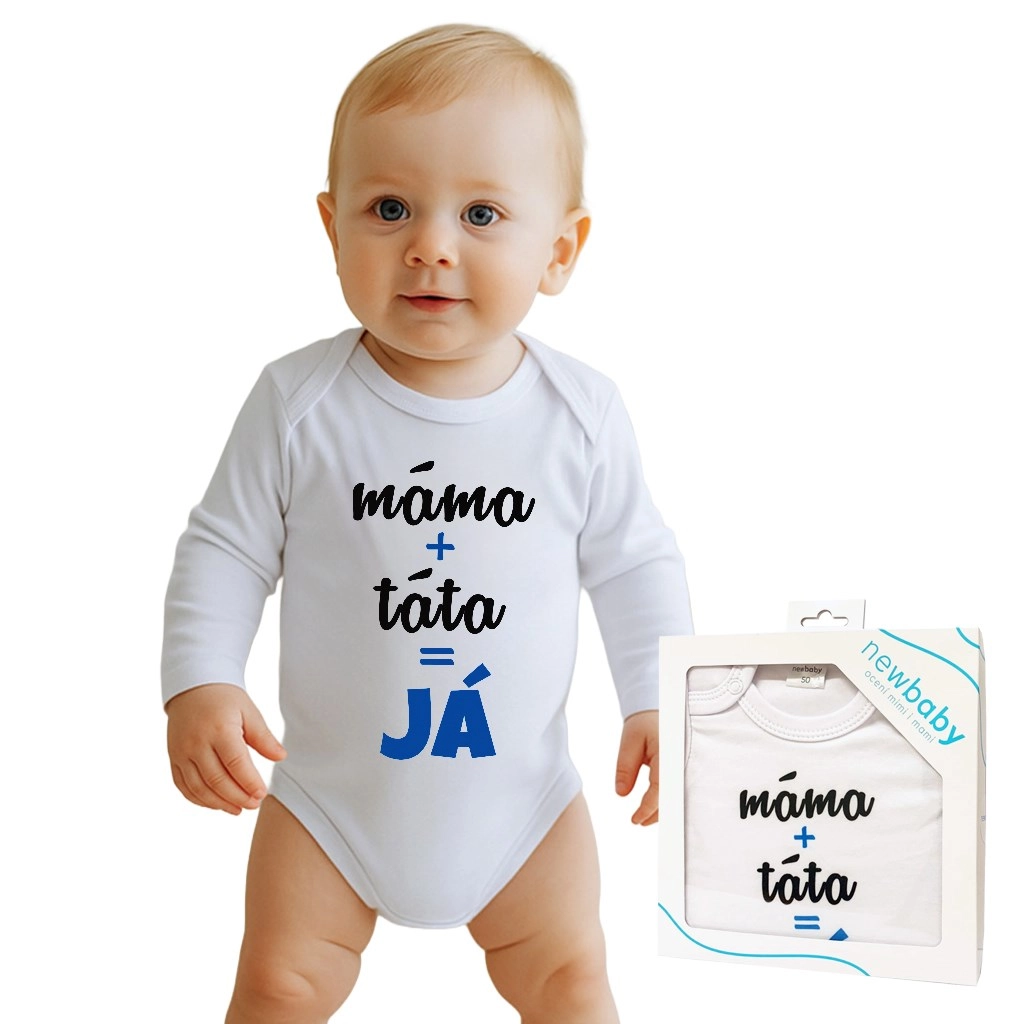 Kojenecké body s potiskem máma + táta = já New Baby, dárkové balení