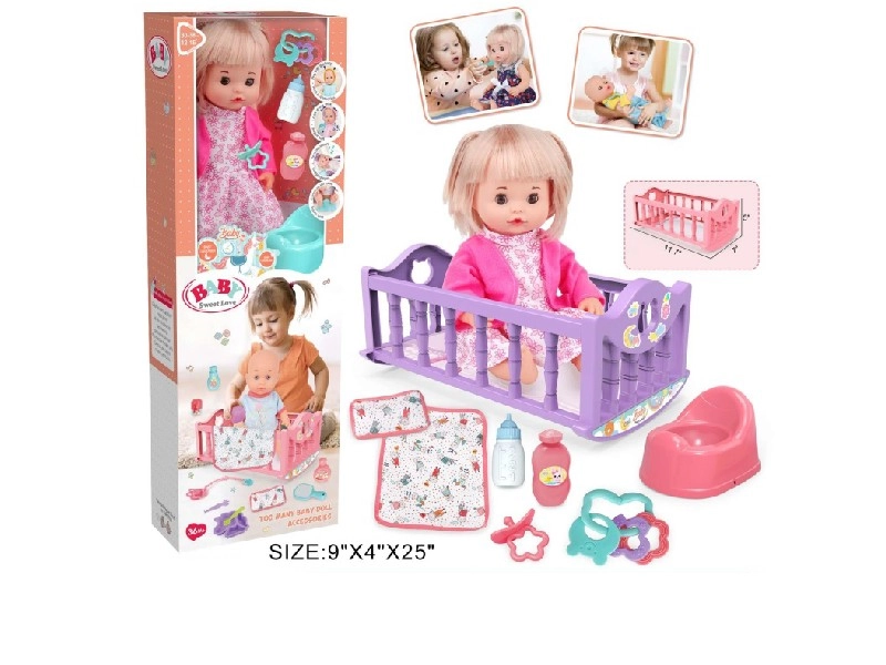Levně Baby Sweet Love panenka miminko s kolébkou
