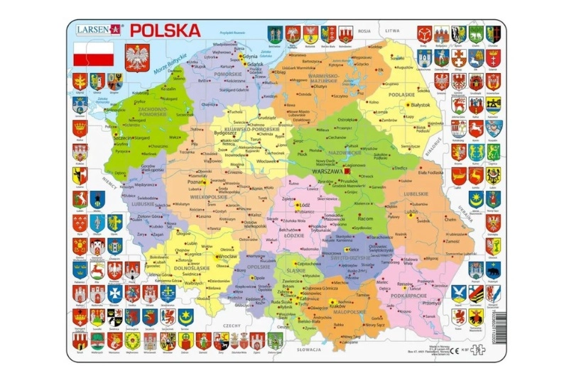 Larsen politická mapa Polska – deskové edukativní puzzle